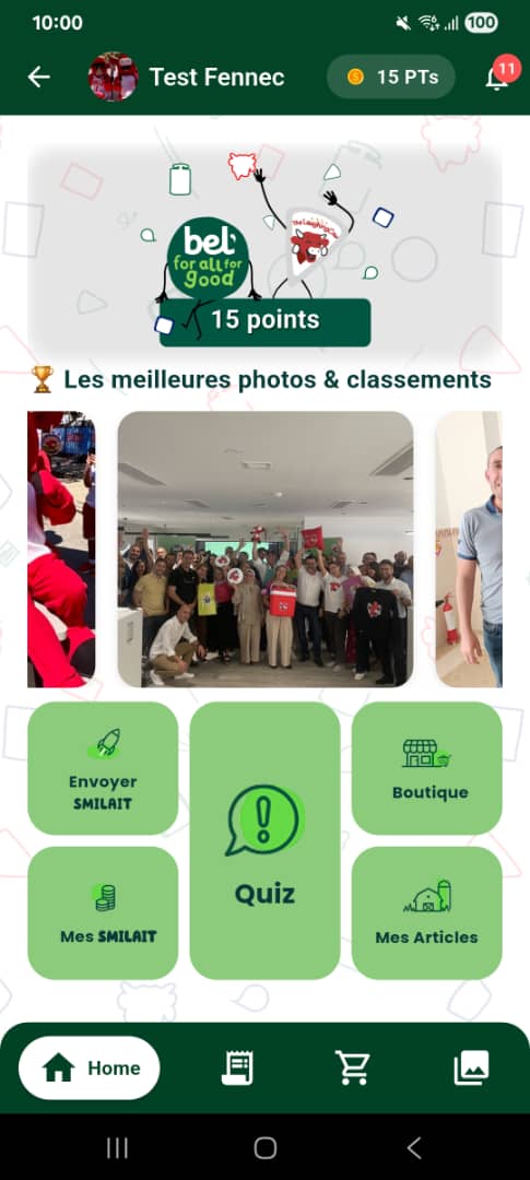 Capture d'écran de l'application SmiLait
